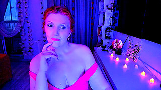 Redhead woman is moving under quite music