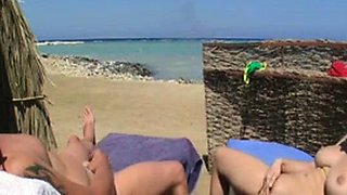 Nude Beach - Hot Pierced Big Boob Brunette Blowjob