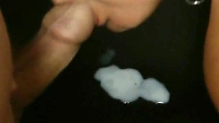 He Jerks His Cock and I Suck His Cock, Then He Squirts a Big Load of Delicious Cum Onto the Table, and I Lick It up Nicely.