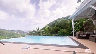 Hot Latina MILF Fucks Pool Cleaner in Outdoor Doggy Style - HD Homemade