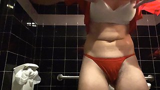 Waitress Makes Herself Cum in Restaurant Bathroom