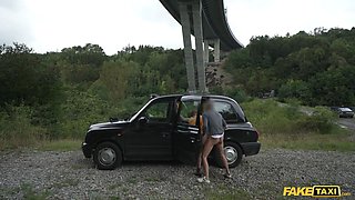 Faux taxi red haired kiara love bursts pussy juice all over the taxi drivers large thick dong