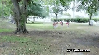 Foursome sex party with soccer chicks