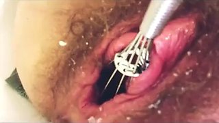 PUMPED PUSSY GETS OPENED: Look inside my pussy, balloon whisk insertion