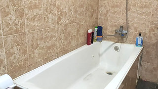 Pussy Licking in Bathroom, a Horny Black-haired