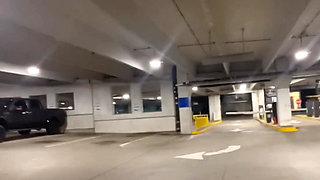 Walking Around Nude Fucking My Pussy with Vibrator in a Parking Lot