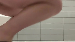 Dada's cum sock in my mouth in a public restroom