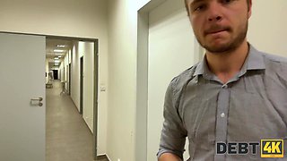 Buxom MILF Karina King fucks debt collector in the office