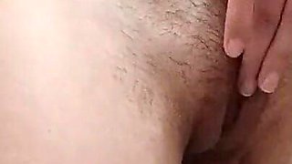 Tattooed Brunette Masturbates Her Hairy Pussy in the Bathroom