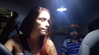 Redhead Teen Fanny Squirting in Risky Car Handjob - Public Outdoor Masturbating