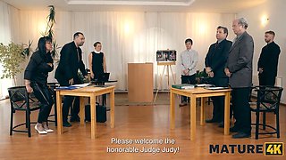 MILF with long hair sucks young stud and her hubby secretly catches them in the act