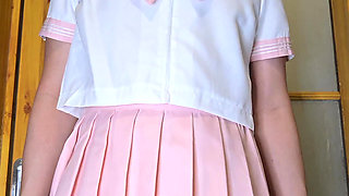 Sissy Kanisa's Fitting Room: Try on Pink Seifuku (japanese Sailor College Uniform)