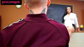 Fiery Latina Teacher Seduces Student in Office Heat