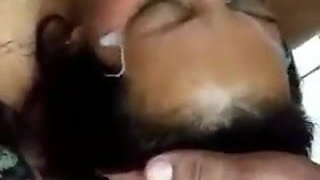 Indonesian maid gets cum on her face after gangbang
