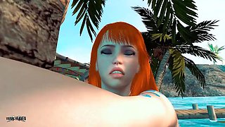 Nami relieving stress at the beach - 3D Animation by VirtualHeaven