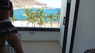 Perfect POV! I Lift My Little Skirt and Drain His Cum on My Ass
