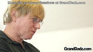 Bossy Rebecca Black Fucks Grandpa in Office - Deep Throat Blowjob & Tight Pussy