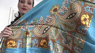 Satin Headscarf Fashion Show, Satin Headscarf and Leather Jacket, JOI Lady Victoria Valente