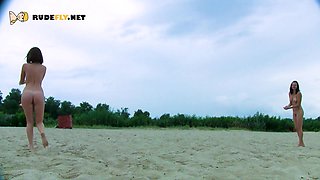 Nude beach lady with her friends
