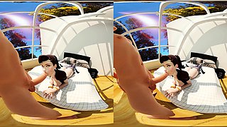 Foxy 3D Superwoman bounces up and down on a cock