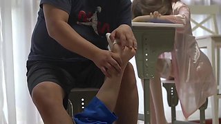 Chinese tickle in white socks