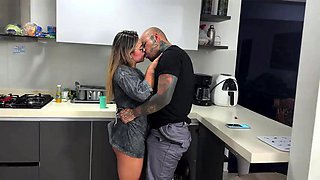 Cheating Wife Gets Fucked By Tattooed Plumber In The Kitchen