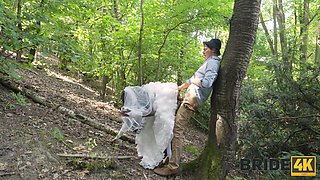 Cheating black bride gets creampie at the forest