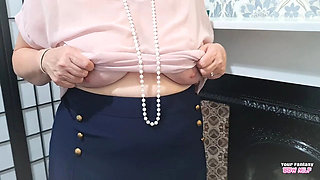 BBW MILF Aunt Jane Gets Her Pantyhose Ruined With Cum - Amateur Homemade