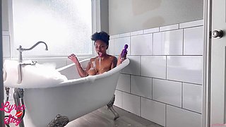 Lyric Sky - Wild Dildo Masturbation And Hard Pussy Pounding-steamy Clawfoot Tub Bubble Bath