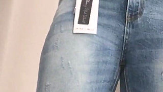 Girl in Jeans Love to Masturbate in Fitting Room