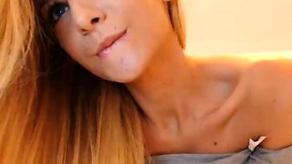 Glamour babe with big boobs masturbates in lingerie