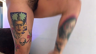 Hairy Babe Masturbation and Pee Squatting