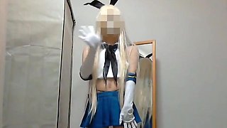 Shimakaze cosplay crossdresser masturbation