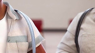 Sexy Married Teacher Having Threesome with Two Lucky Students - the Office