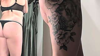 Sweet Busty MILF Changes Clothes and Tries on Different Outfits While Touching Herself
