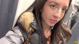 Shopping mall, mall blowjob, risky public