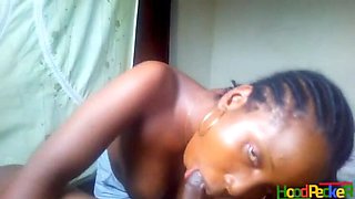 Amateur Black Teen Sucks Big Dick and Takes Oral Creampie