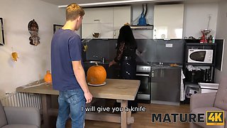 Mature4k. mature lady finds he horny son-in-law fingering and helps him