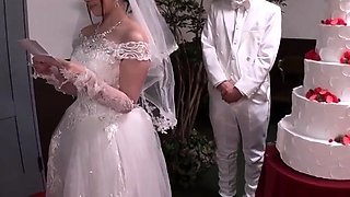 Christian Japanese wedding with the busty bride and the