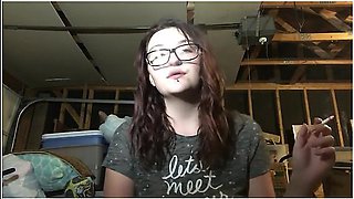 Hot Teen Babe Smokin In Garage