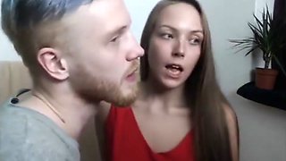 young webcam couple can't stop kissing
