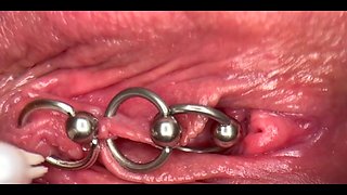 Really Close Up Macro my Pierced Clit and Pussy until get Very Wet and PEE go to inside my Pussy
