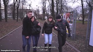 Russian College Girls In Foursome Copulation
