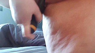 Blonde tight pussy babe solo toy fun in glamour masturbation