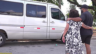 Curvy Granny Threesome Fucked in a Moving Van