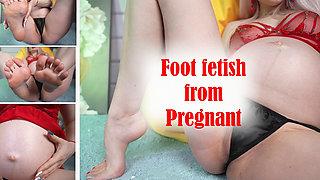 Foot Fetish From Pregnant Girl with Big Belly! Feet Worship