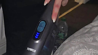 Sexy maid vacuum cleaning step son room while he is naked