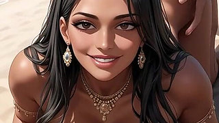 Hot Bimbo on Beach, Ai Animation