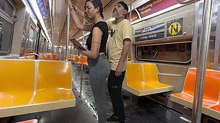 Student Girl Gets Cum on New York Subway Train.