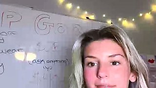 Lucky is a hot blonde teen who has big boobs and
